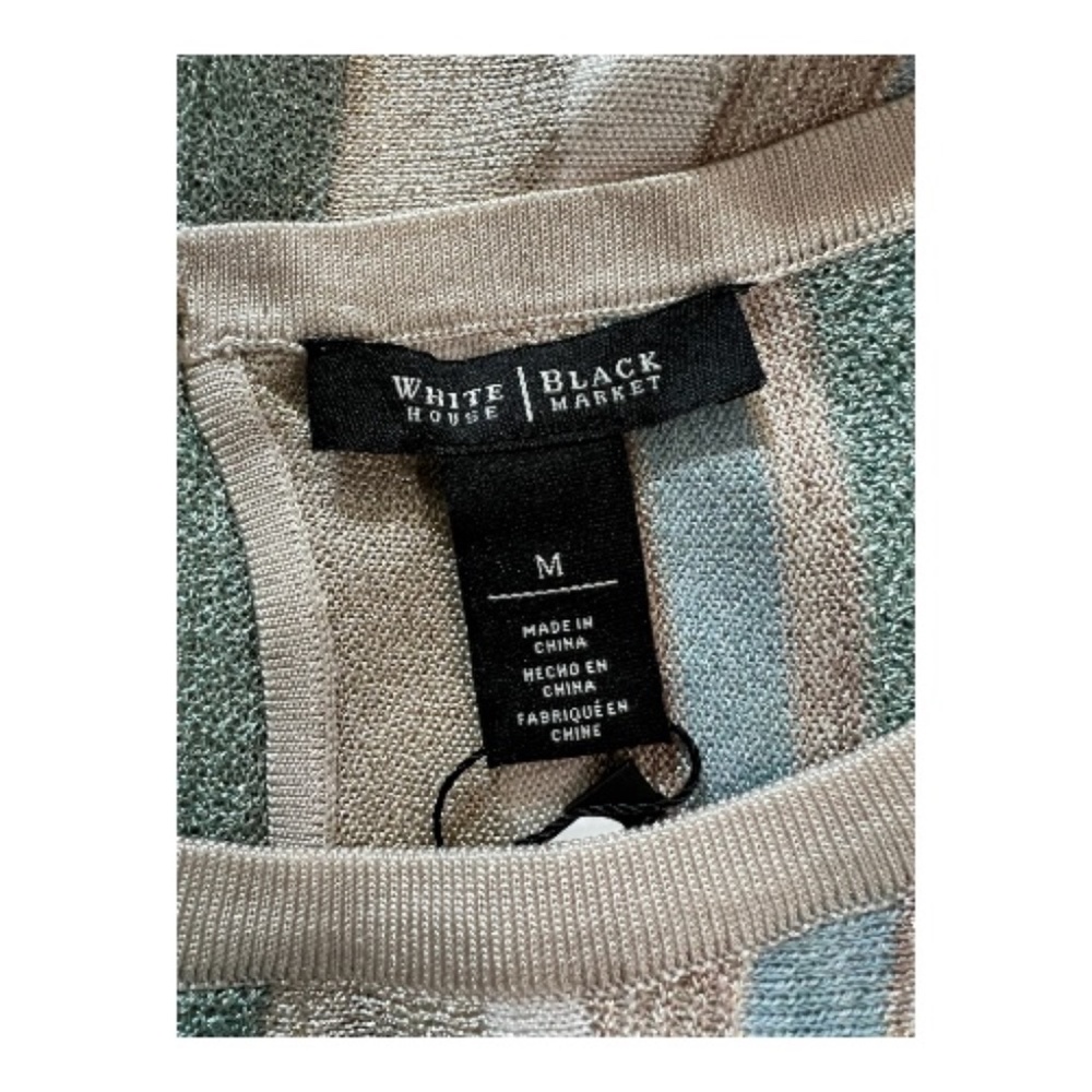 NWOT WHITE HOUSE BLACK MARKET Summer Knit Novelty Striped Tank | Sz M - Picture 5 of 7